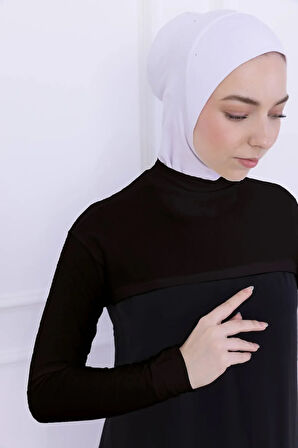 Balıkçı Yaka Boyunluklu Kolluk Acı Kahve - Likralı Dik Yakalı Kadın Body Tesettür Crop Bolero