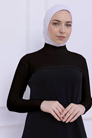Balıkçı Yaka Boyunluklu Kolluk Acı Kahve - Likralı Dik Yakalı Kadın Body Tesettür Crop Bolero