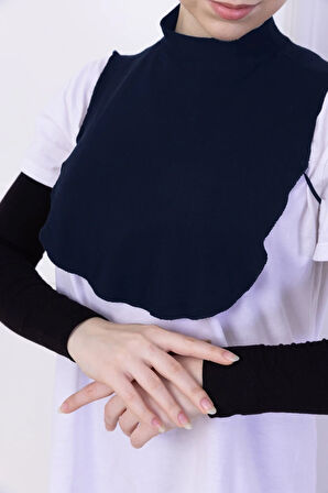 Balıkçı Yaka Boyunluk Lacivert - Dik Yakalı Kadın Tesettür Penye Yarım Body Hijab Namaz Boyunluğu