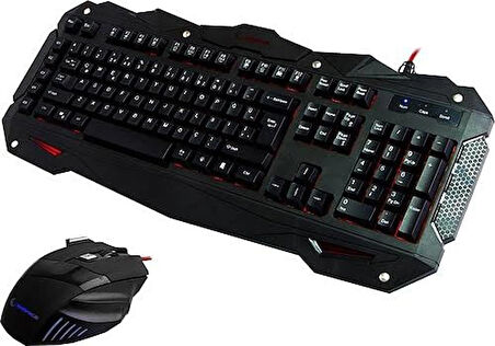 Rampage KM-R1 Siyah Usb Makrolu Ledli Gaming Q Multimedia Klavye + Mouse Set (OUTLET)