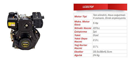 Loncin LCD170F Dizel Tek Motor 5Hp 227cc
