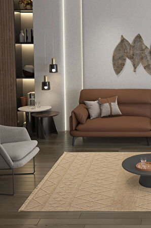 Seyran Halı Loopy 620 Bej Kolay Temizlenen Dekoratif Sisal Jüt Halı