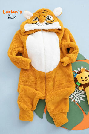 Welsoft Kaplan Yumuşak Peluş Fermuarlı Bebek Tulumu - 4 Yaş