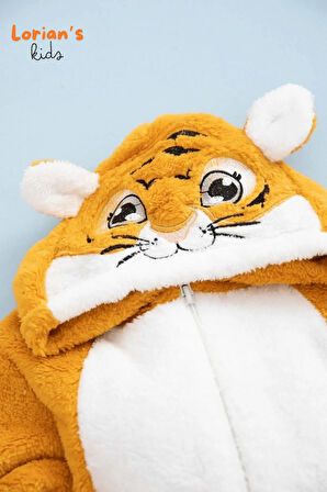 Welsoft Kaplan Yumuşak Peluş Fermuarlı Bebek Tulumu - 5 Yaş