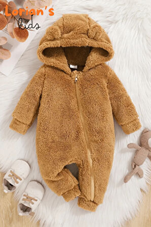 Welsoft Kahverengi Ayıcık Peluş Çocuk Tulumu Unisex - 24 Ay