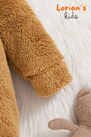 Welsoft Kahverengi Ayıcık Peluş Çocuk Tulumu Unisex - 24 Ay