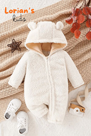 Welsoft Ekru Ayıcık Peluş Çocuk Tulumu Unisex - 18 Ay