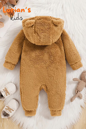 Welsoft Kahverengi Ayıcık Peluş Çocuk Tulumu Unisex - 18 Ay