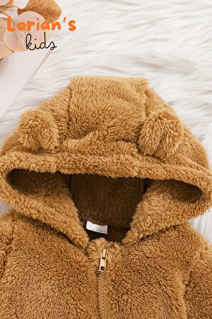 Welsoft Kahverengi Ayıcık Peluş Çocuk Tulumu Unisex - 18 Ay