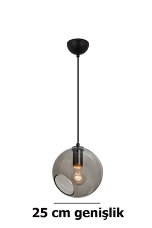 MODERN 25 CM ÇAP FÜME CAMLI OTEL KAFE PROJE SALON OTURMA ODASI TEKLİ SARKIT AVİZE