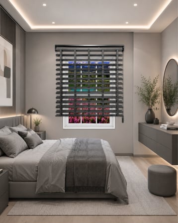 Picasso Kumaş Jaluzi Stor Perde Alüminyum Kasalı Yüksek Kaliteli Özel Ölçü / Füme