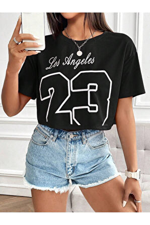 Unisex Los Angelos 23 Baskıları Baskılı Oversize T-shirt