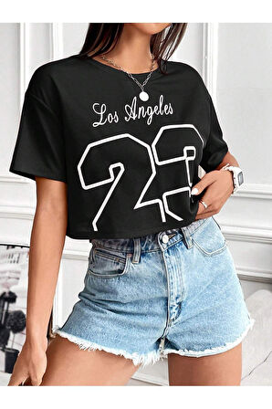 Unisex Los Angelos 23 Baskıları Baskılı Oversize T-shirt