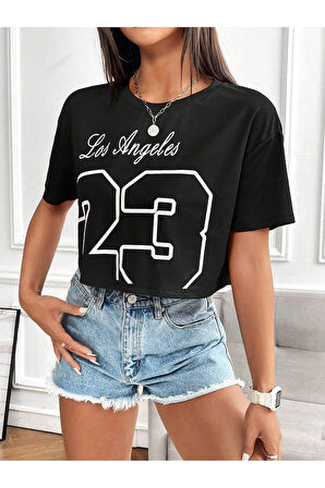 Unisex Los Angelos 23 Baskıları Baskılı Oversize T-shirt
