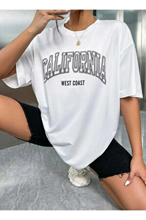 MALKOÇBEY LOS ANGELES BASKILI OVERSİZE UNİSEX BASİC T-ŞHİRT