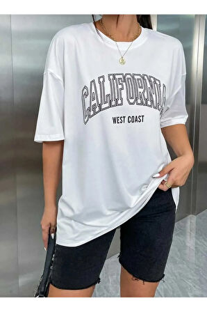 MALKOÇBEY LOS ANGELES BASKILI OVERSİZE UNİSEX BASİC T-ŞHİRT