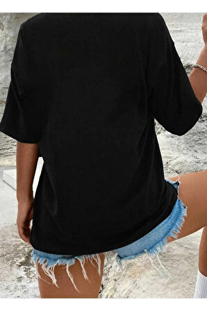 MALKOÇBEY LOS ANGELES BASKILI OVERSİZE UNİSEX BASİC T-ŞHİRT