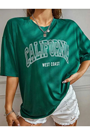 MALKOÇBEY LOS ANGELES BASKILI OVERSİZE UNİSEX BASİC T-ŞHİRT