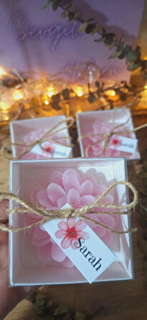SÜSLEMELİ  PEMBE LOTUS MUM 10 ADET DOĞUM GÜNÜ MEVLİT BABY SHOWER NİKAH