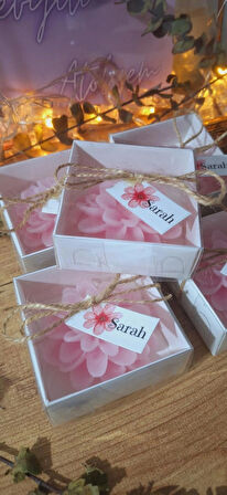SÜSLEMELİ  PEMBE LOTUS MUM 10 ADET DOĞUM GÜNÜ MEVLİT BABY SHOWER NİKAH