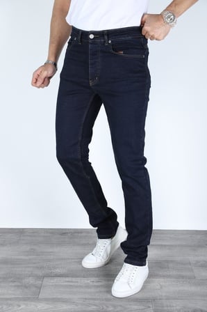 Erkek Regular Fit Rahat Kesim Denim Koyu Mavi Jeans