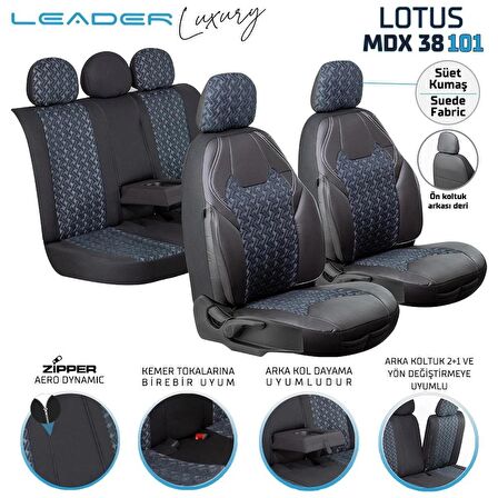 
Seat Cordoba Uyumlu Deri Detaylı Süet Kumaş Ön Arka Set Oto Koltuk Kılıfı Siyah Beyaz