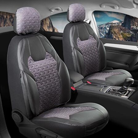 
Peugeot 306 Uyumlu Deri Detaylı Süet Kumaş Ön Arka Set Oto Koltuk Kılıfı Siyah Füme