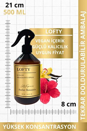 Amber Romantik Oda ve Çamaşır Spreyi Oda Parfümü, Oda Kokusu, Koku Giderici 500ML