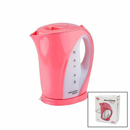 AWOX MERCAN Plastik Pembe Renkli Kettle Su Isıtıcı - 1.7 Litre Kapasite ve 2000W Gücü ile Hızlı ve Şık Sıcak Su Keyfi