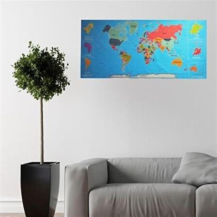 Lovesome Renkli Atlas Dünya Haritası Manyetik Yapıştırıcı Gerektirmeyen Duvar Stickerı 118 CM * 56 CM