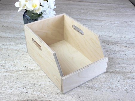 Huş Ağacından Doğal Renk Verniksiz 7 inç Plak Kutusu - Organizer Kutu - Birch Wood 7" Record Box