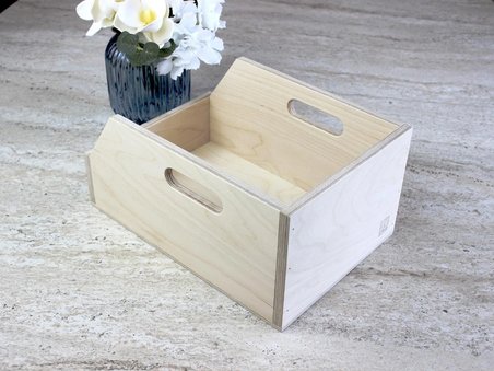 Huş Ağacından Doğal Renk Verniksiz 7 inç Plak Kutusu - Organizer Kutu - Birch Wood 7" Record Box