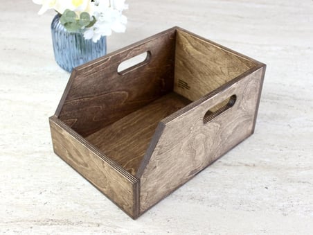 Koyu Ceviz Rengi Huş Ağacından 7 inç Plak Kutusu - Organizer Kutu - Birch Wood 7" Record Box