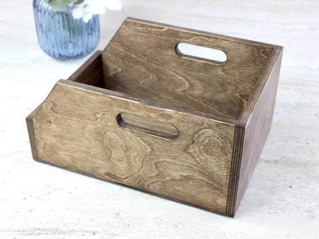 Koyu Ceviz Rengi Huş Ağacından 7 inç Plak Kutusu - Organizer Kutu - Birch Wood 7" Record Box