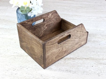 Koyu Ceviz Rengi Huş Ağacından 7 inç Plak Kutusu - Organizer Kutu - Birch Wood 7" Record Box