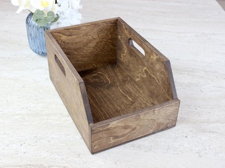 Koyu Ceviz Rengi Huş Ağacından 7 inç Plak Kutusu - Organizer Kutu - Birch Wood 7" Record Box
