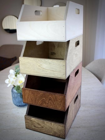 Koyu Ceviz Rengi Huş Ağacından 7 inç Plak Kutusu - Organizer Kutu - Birch Wood 7" Record Box