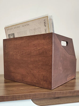 Ahşap LP Plak Sandığı - Organizer Kutu - Wooden LP Record Box