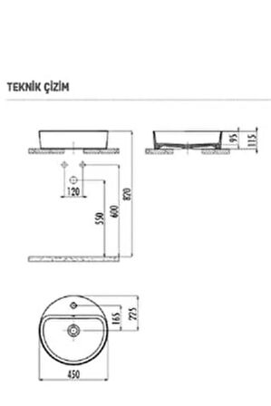 Creavit Loop 45 Cm Set Üstü Çanak Lavabo Beyaz LP145