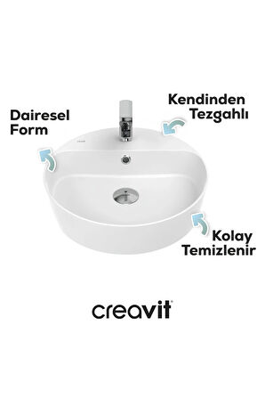 Loop 45cm Masa Üstü Çanak Lavabo Beyaz