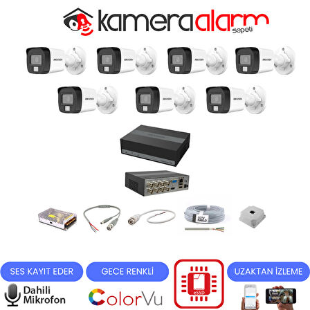 7 KAMERALI DAHİLİ MİKROFONLU GECE RENKLİ GÜVENLİK KAMERASI - 1TB e-SSD