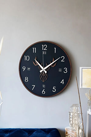 Ahşap Dekoratif Gümüş Aynalı - Kahverengi Duvar Saati 48cm