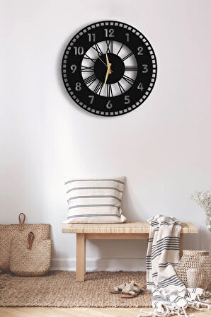 Dekoratif Duvar Saati 48x48cm 2 Adet Vazo Tablo