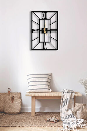 Dekoratif Duvar Saati 50x50cm + Yapraklı Tablo