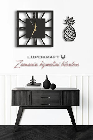 Dekoratif Duvar Saati 50x50cm + Ananas Tablo