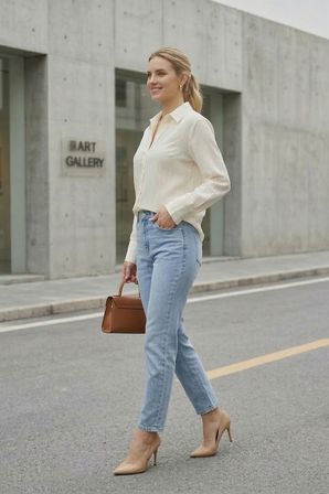 Kadın Ekru Classic Regular Fit Uzun Kollu Düğmeli Dokuma Gömlek – Kadın Gömlek Bluz