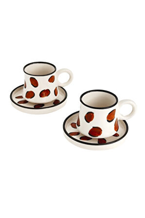 6’lı Takım Leopar Desenli El Yapımı kazan Seramik Kahve Fincanı, Kahve Fincanı
