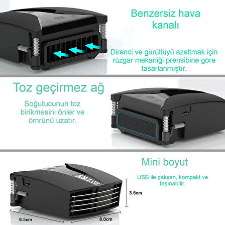 Yüksek Performanslı Laptop Soğutucu IETS GT202 Vakumlu Fan Dijital Gösterge Maksimum Soğutma