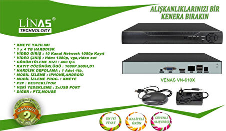 10 Kanal Nvr Xmeye Ip Kayıt Cihazı