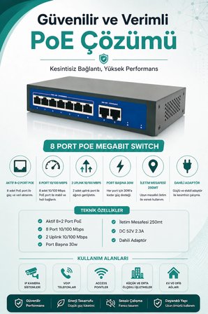 8 Port 10/100MBPS 8+2 Megabit Poe Switch